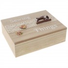 Дървена кутия за шивашки материали, бродерия, 20х15х8 см