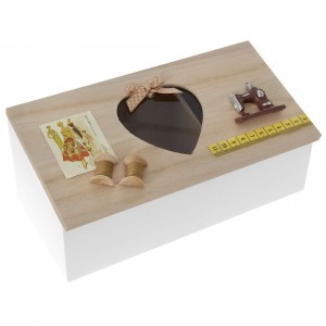 Дървена кутия за шивашки материали, миниатюри, 26х13х11 см