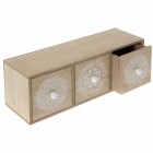 Дървена кутия с чекмеджета, ретро принт, 11х11х33 см