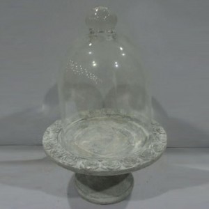 Керамичен поднос със стъклен капак, ф24х35 см