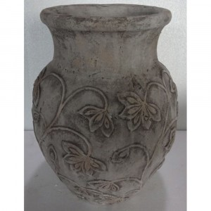 Керамична ваза, сиви листа, ф29х36 см