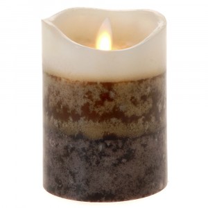 Свещ восък, LED светлина, батерии, 7,5х10 см, кафе