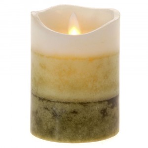 Свещ восък, LED светлина, батерии, 7,5х10 см, зелена