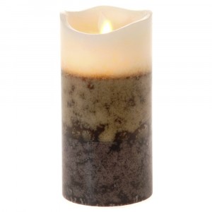 Свещ восък, LED светлина, батерии, 7,5х15см, кафе