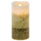 Свещ восък, LED светлина, батерии, 7,5х15см, зелена