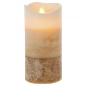 Свещ восък, LED светлина, батерии, 7,5х15см, оранж