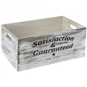 Дървена касетка, претрито бяло, SATISFACTION, 50Х32Х22 СМ