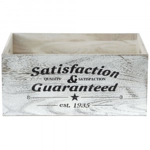 Дървена касетка, претрито бяло, SATISFACTION, 44Х27Х20 СМ