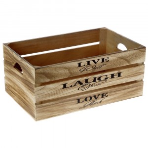 Дървена касетка, натурал, LIVE ,LAUGH, LOVE, 50х32х22 см 
