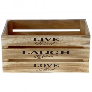 Дървена касетка, натурал, LIVE ,LAUGH, LOVE, 44х27х20 см 