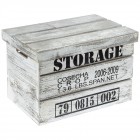 Дървена кутия с капак, претрото бяло, STORAGE, 47Х31Х31 см