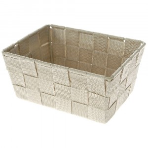 Металена кошница препплетена със синтетичнен матриал, беж