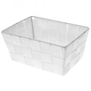 Металена кошница препплетена със синтетичнен матриал, бяла