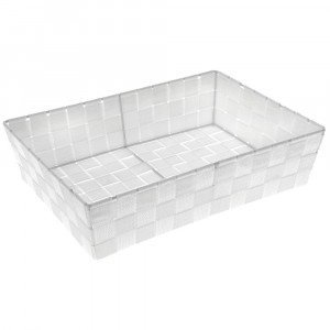 Метален панер препплетен със синтетичнен матриал, бял