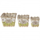 Плетени кашпи 3 бр  HOME & FLOWER, дърво и слама, зелени