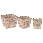 Плетени кашпи 3 бр HOME & FLOWER, дърво и слама,розови