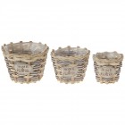 Плетени кашпи 3 бр HOME & FLOWER, дърво и слама, рейе