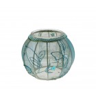 Свещник органза зелено/лилаво 9,5 см.(1/64)