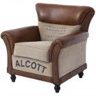 Канапе от кожа и плат, беж и кафяво, 88х82х88 см