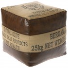 Табуретка от плат и кожа, кафяво и беж, 40х40х40 см