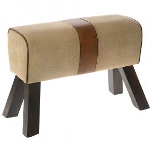 Пейка от плат и кожа, беж и кафяво, 67х32х47 см