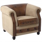 Канапе от кожа и плат, беж и кафяво, 93х80х73 см