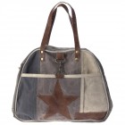 Раница от кожа и плат, 46х33 см