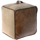 Табуретка от кожа и плат, беж и кафяво, 42х42х34 см
