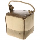 Стопер за врата от кожа и плат, беж и кафяво, 20х20х20 см