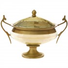 Купа с капак, метал и стъкло, злато, 42х20х23 см