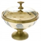 Купа с капак, метал и стъкло, злато, Ф20х20 см