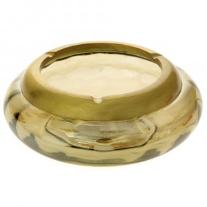 Пепелник метал и стъкло, злато, Ф16х17 см