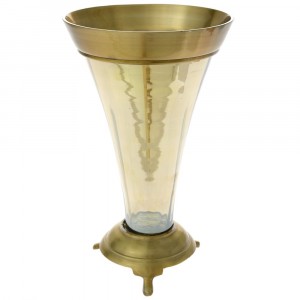 Ваза, метал и стъкло, злато, Ф20х35 см