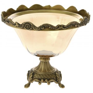 Фруктиера, метал и стъкло, злато, Ф26х20 см