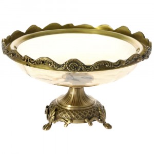 Фруктиера, метал и стъкло, злато, Ф26х20 см