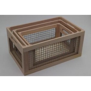 Дървена касетка с мрежа, 40х26х18 см