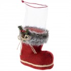 Коледен буркан, ботуш с мъх, червен, 14 см