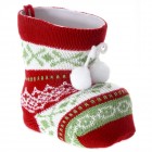 Коледен буркан, ботуш, червено-зелен, 14 см