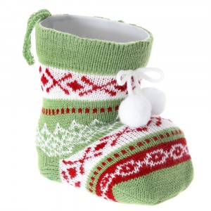 Коледен буркан, ботуш, зелен, 14 см