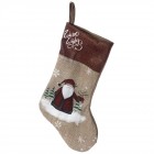 Коледен ботуш от плат, кафяво и беж, Дядо Коледа, 52 см