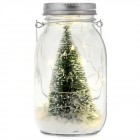 Стъклен буркан с декорация и светлина, ф9х17 см