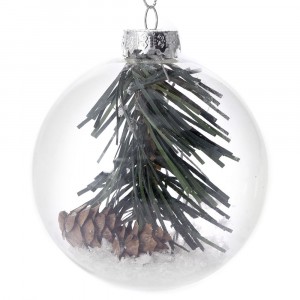 Стъклена топка с вътрешна декорация, к-т 6 бр, ф 8 см