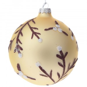 Стъклена топка, златна с орнаменти, к-т 4 бр, ф 10 см