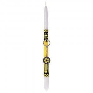 Свещ декор с ключодържател топка, жълта