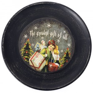 Дървена чиния GREATEST GIFT, ф40 см