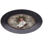 Дървена чиния LET IT SNOW, 24х37см