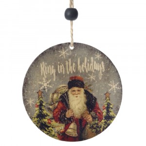 Дървена висулка RING IN THE HOLIDAYS, 10см