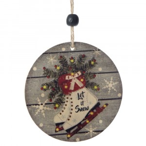 Дървена висулка LET IT SNOW, 10см