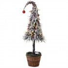 Коледно заснежено дръвче с боровинки и лампички, 85 см