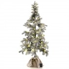 Заснежена елха с шишарки и лампички, 140 см
